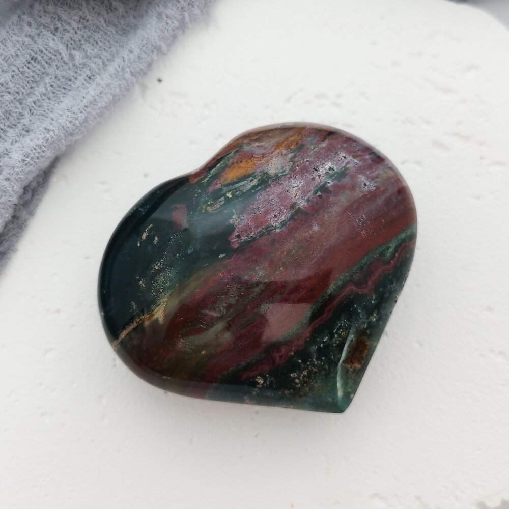 Large Ocean Jasper Puffy Heart Crystal Carving